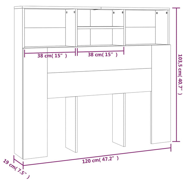 Kopfteil Sonoma Grau mit Stauraum Haig 120x19x103,5cm