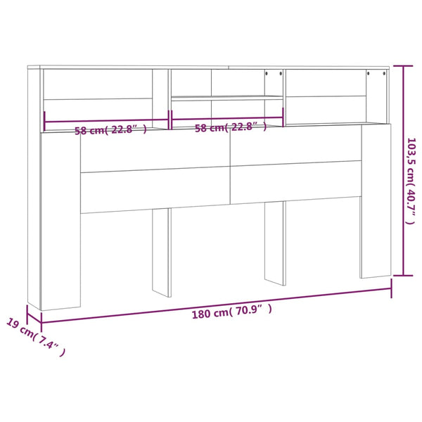 Kopfteil Sonoma Grau mit Stauraum Haig 180x19x103,5cm