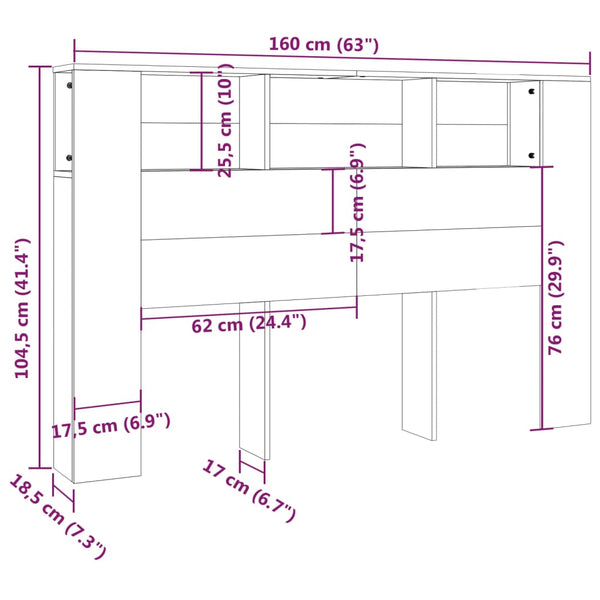 Bettkopfteil mit Stauraum Fila Sonoma Grau 160x18,5x104,5cm