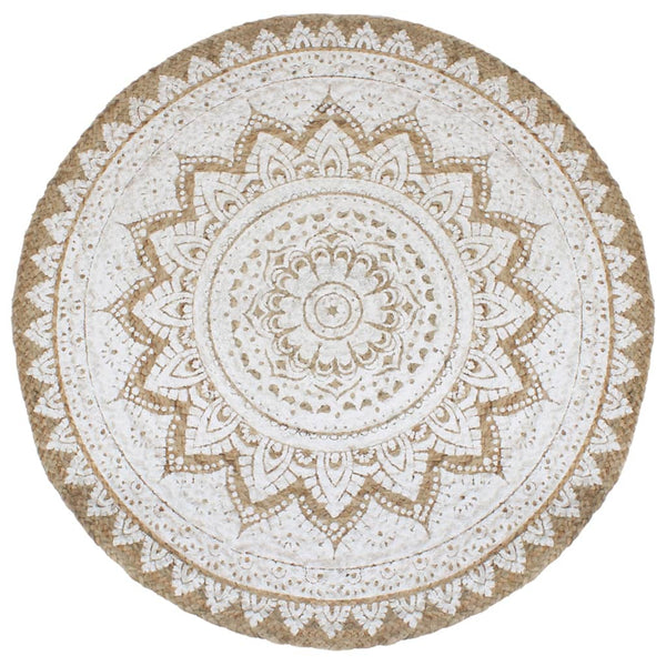 Teppich gemustert geflochten Jute Sampronius 240cm rund