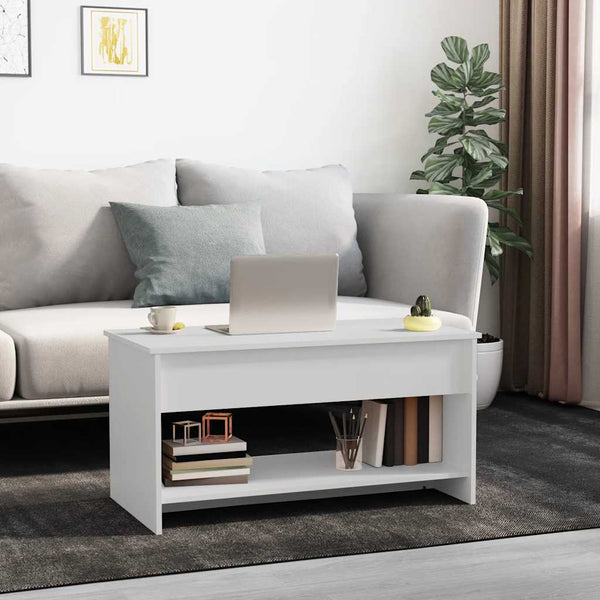 Weißer Couchtisch Neleta 102x50x52,5cm (Holz)