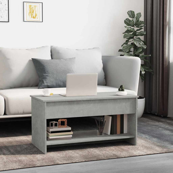 Betongrauer Couchtisch Neleta 102x50x52,5cm (Holz)