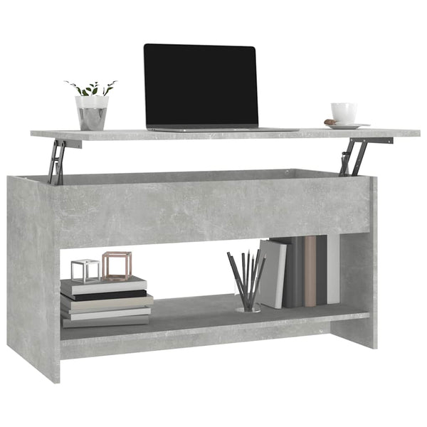 Betongrauer Couchtisch Neleta 102x50x52,5cm (Holz)
