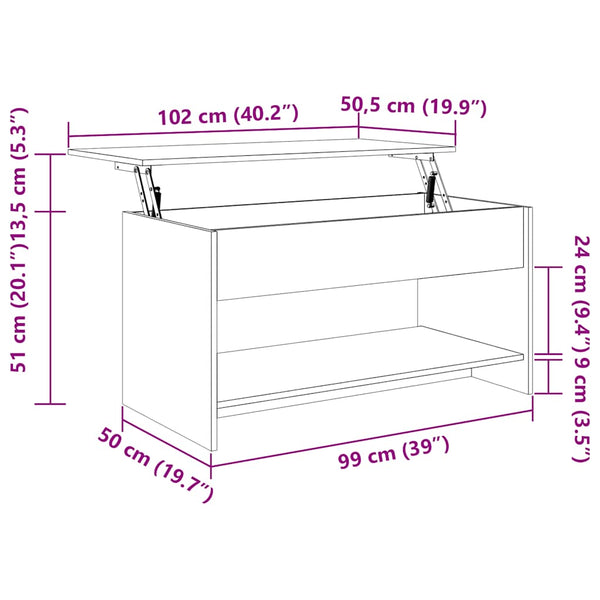 Betongrauer Couchtisch Neleta 102x50x52,5cm (Holz)