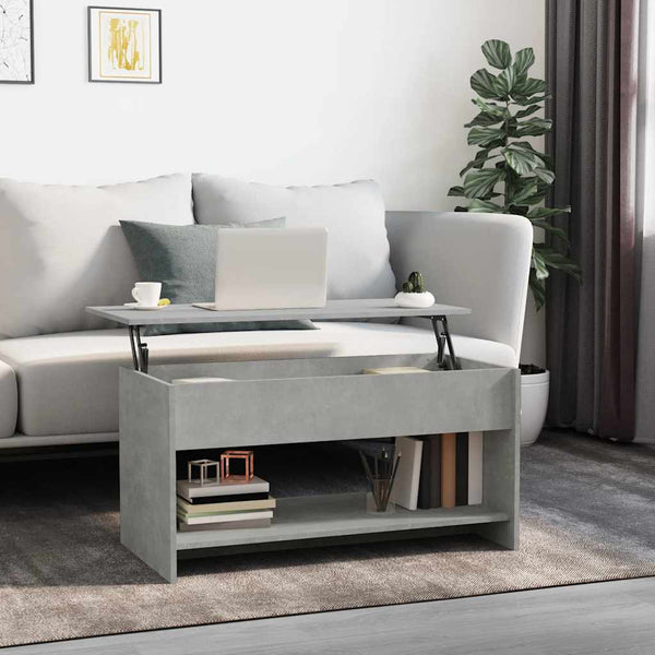 Betongrauer Couchtisch Neleta 102x50x52,5cm (Holz)