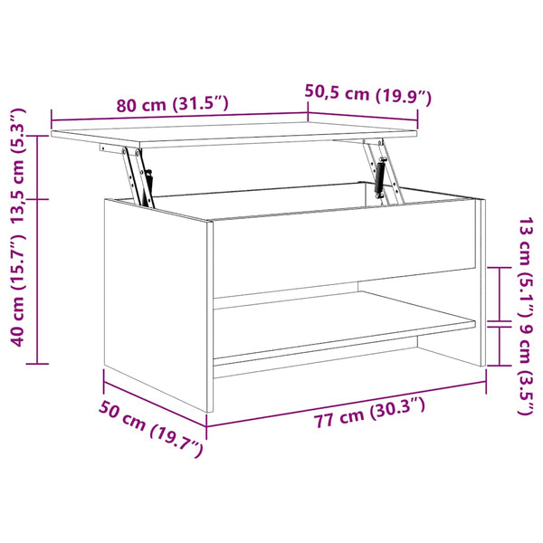 Sonoma Eiche Couchtisch Neleta 80x50x40cm (Holz)