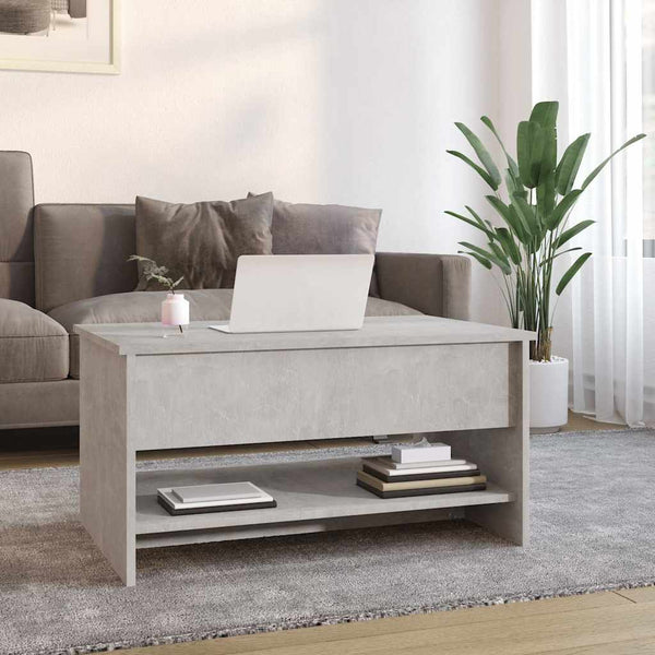 Betongrauer Couchtisch Neleta 80x50x40cm (Holz)