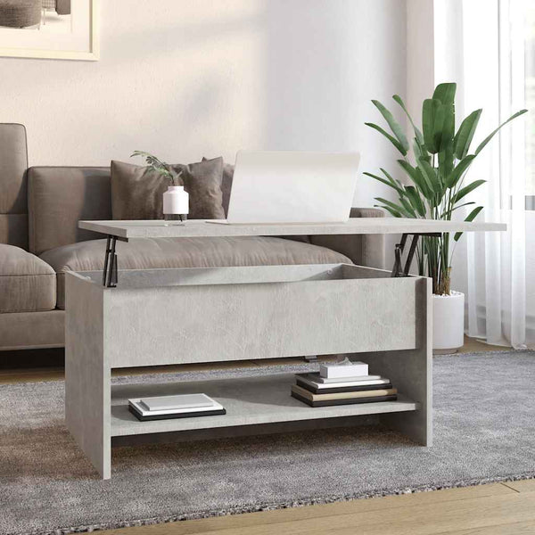 Betongrauer Couchtisch Neleta 80x50x40cm (Holz)