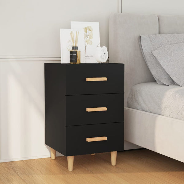 Nachttisch Mataoana, schwarz, 40x40x66cm (Holz)