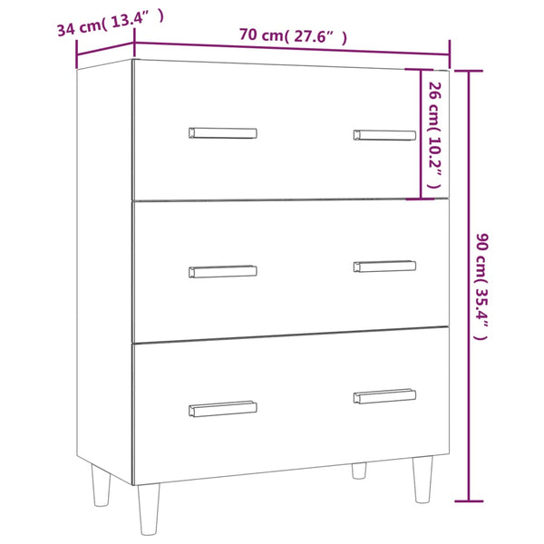 Weiße Kommode Ersilica 70x34x90cm (Holz)