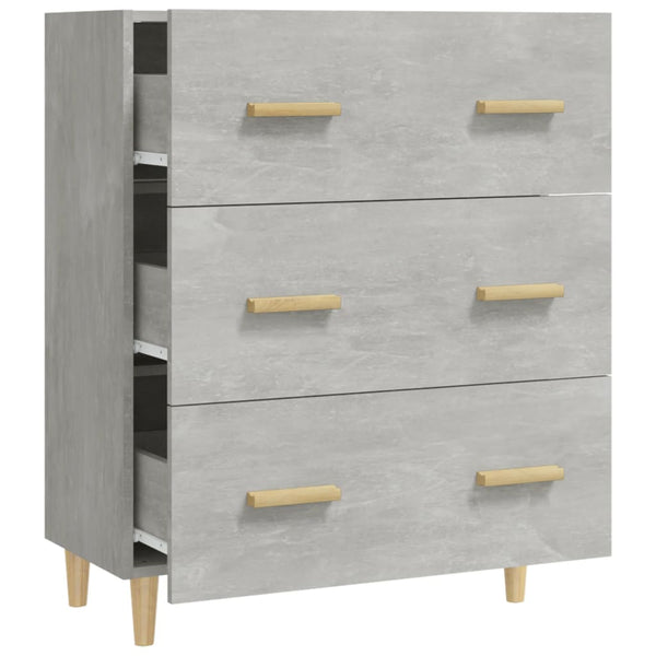 Kommode Ersilica 70x34x90cm in Beton-Optik (Holz)