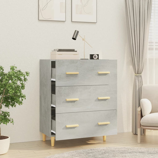 Kommode Ersilica 70x34x90cm in Beton-Optik (Holz)