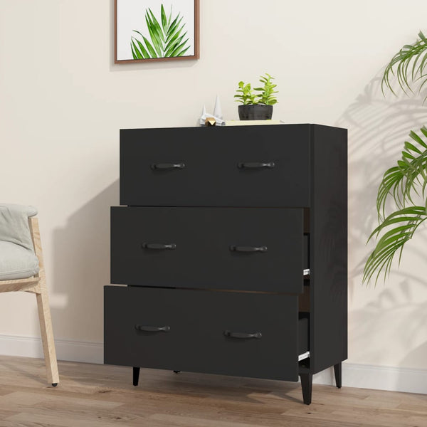 Schwarzes Sideboard Anasiea 69,5x34x90cm (Holz)