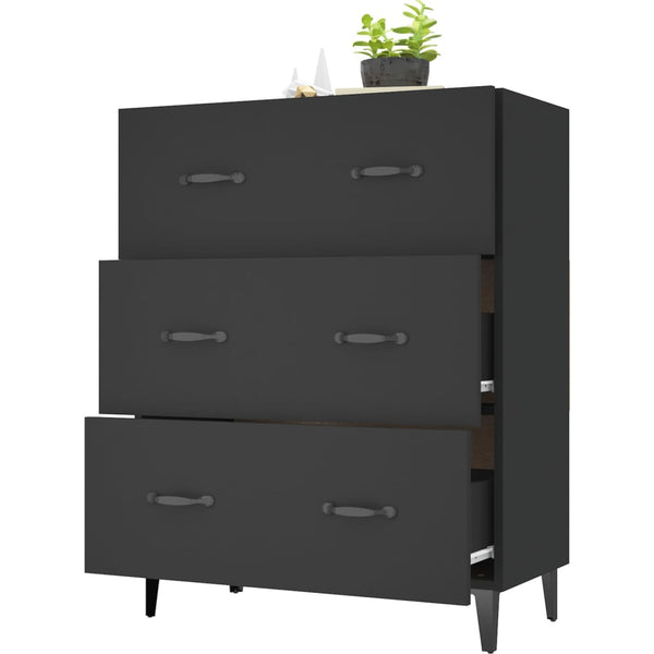 Schwarzes Sideboard Anasiea 69,5x34x90cm (Holz)