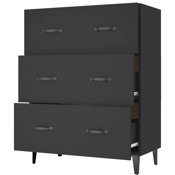 Schwarzes Sideboard Anasiea 69,5x34x90cm (Holz)