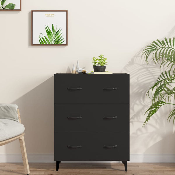Schwarzes Sideboard Anasiea 69,5x34x90cm (Holz)