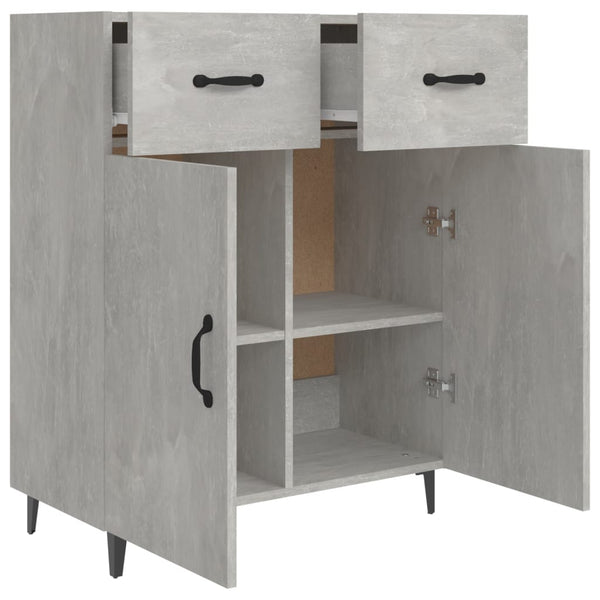 Niedrige Anrichte Nyasia, betongrau, 69,5x34x90cm (Holz)