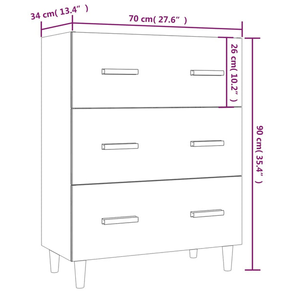 Räuchereiche Sideboard Ersilica 70x34x90cm (Holz)
