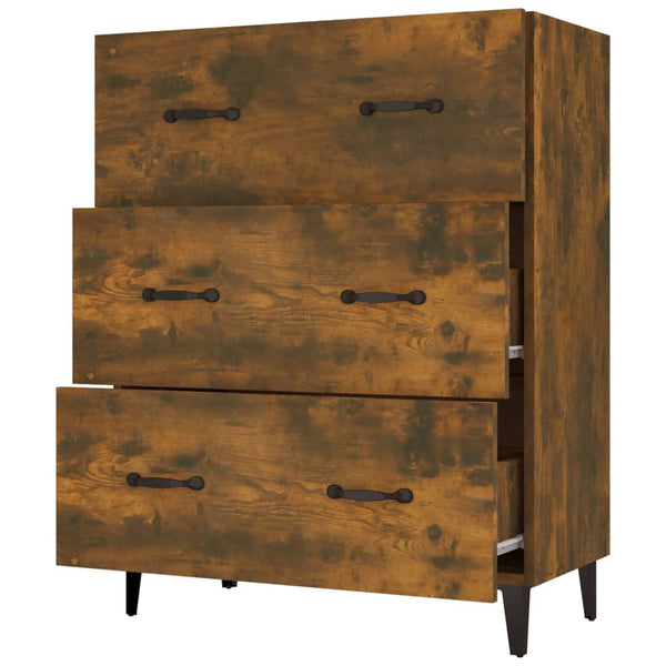 Ablageschrank Anasiea aus geräucherter Eiche 69,5x34x90cm (Holz)