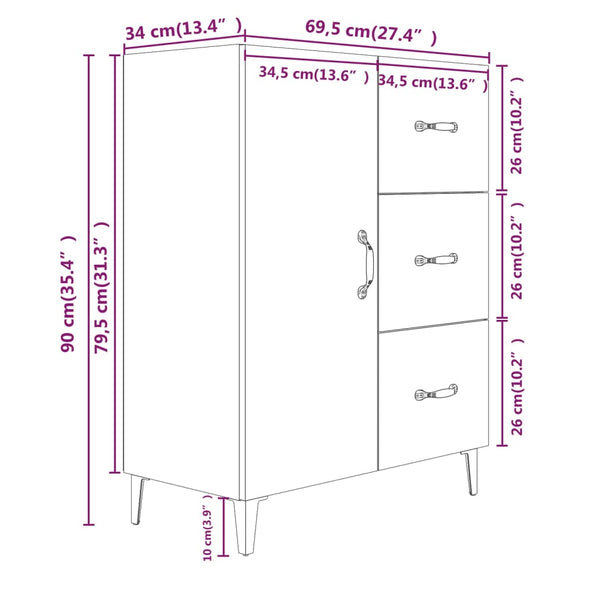 Sideboard Benescu aus Rauchereiche 69,5x34x90cm (Holz)