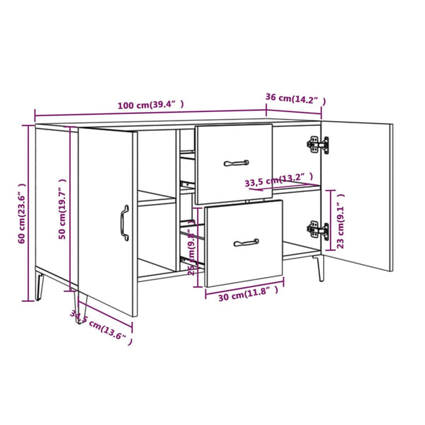 Graue Kommode Vorica 100x36x60cm (Holz)