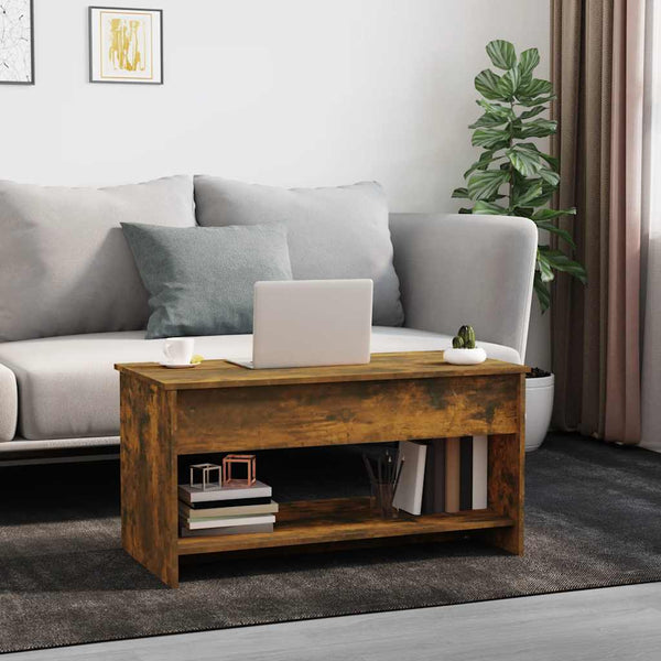 Couchtisch Neleta, geräucherte Eiche, 102x50x52,5 cm (Holz)
