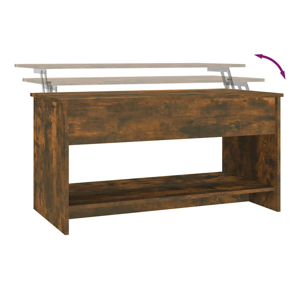 Couchtisch Neleta, geräucherte Eiche, 102x50x52,5 cm (Holz)