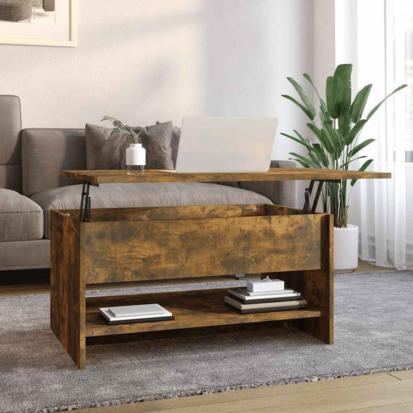 Couchtisch Neleta aus Rauch-Eiche 80x50x40cm (Holz)