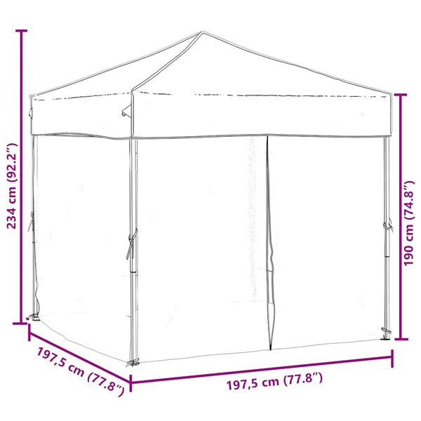 Klappbares Partyzelt Mefodie 2x2 m mit Seitenwänden, creme