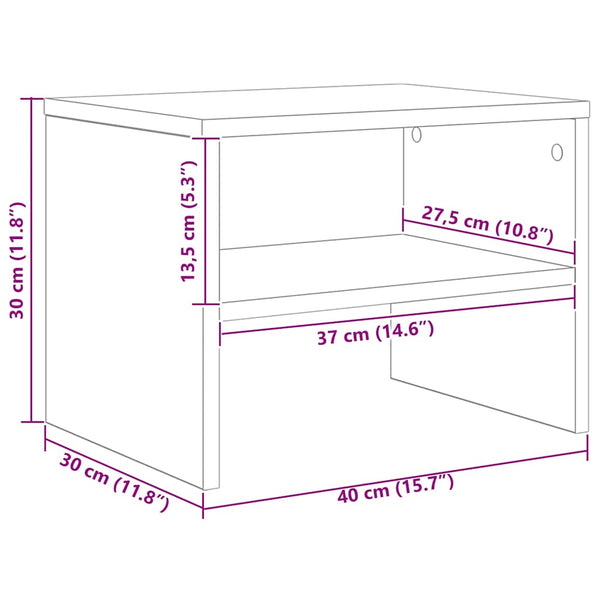 Grauer Nachttisch Cismaru 40x30x30cm (Holz)
