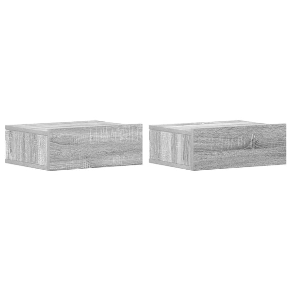 Graue schwebende Nachttische Saif 40x30x15cm (2er-Set Sonoma-Holz)
