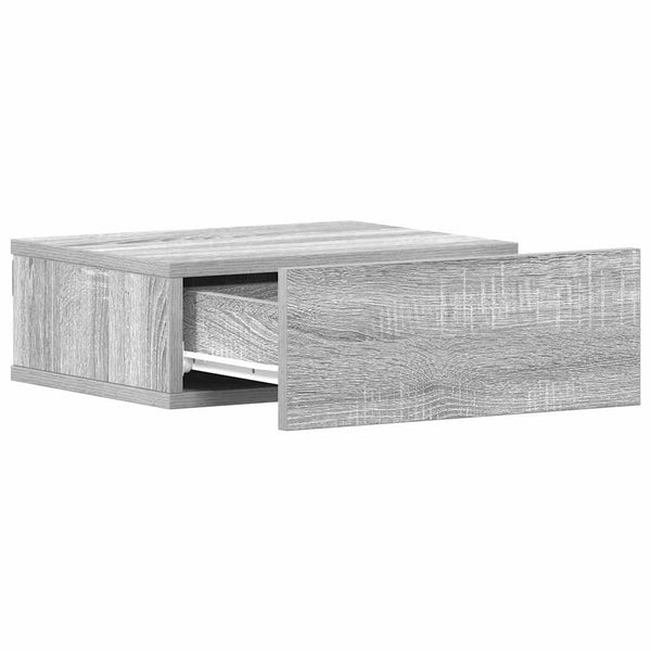 Graue schwebende Nachttische Saif 40x30x15cm (2er-Set Sonoma-Holz)