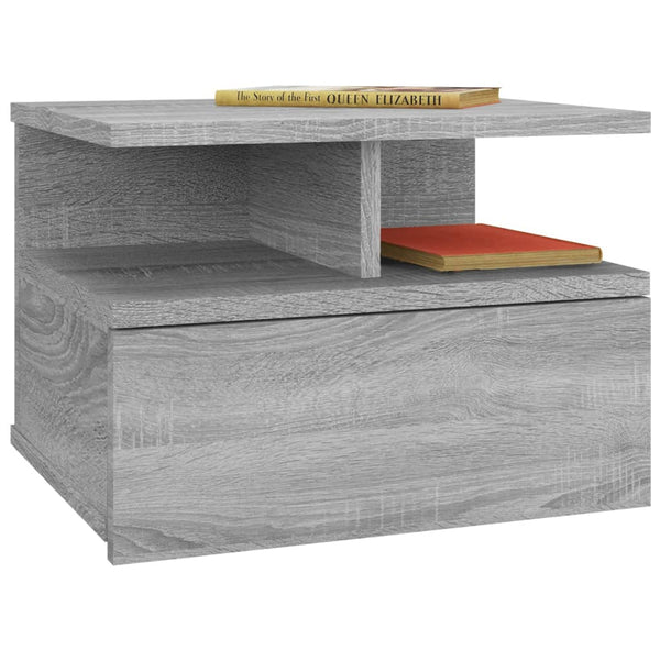Grauer schwimmender Nachttisch Zubaidi 40x31x27cm (Holz)