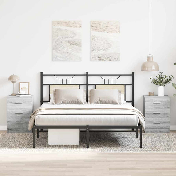 Graue Nachttische Hassan 38x35x56cm (2 Stück, Sonoma, Holz)