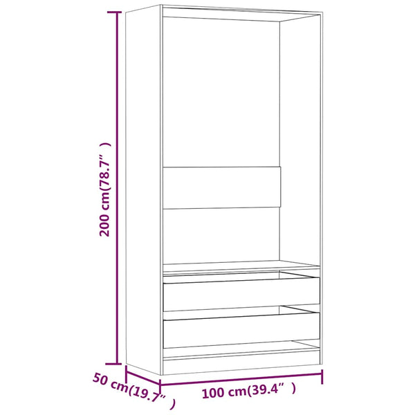 Onal 100x50x200cm Kleiderschrank aus Räuchereiche (Holz)
