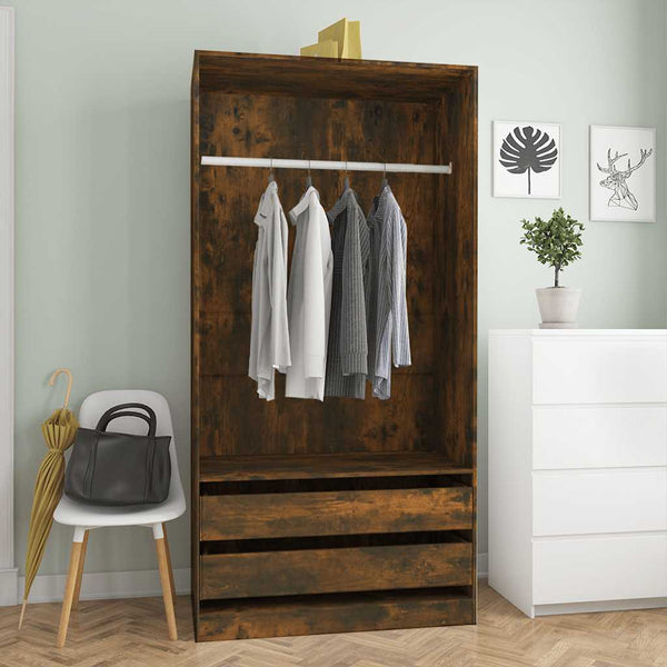 Onal 100x50x200cm Kleiderschrank aus Räuchereiche (Holz)
