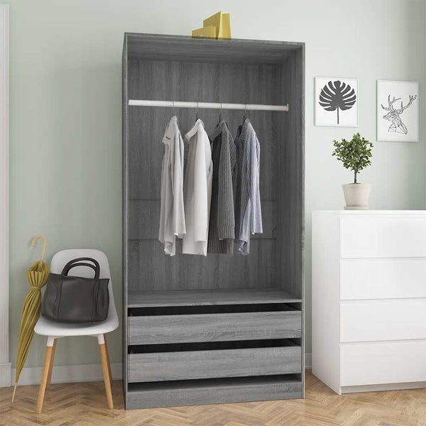 Grauer Onal Kleiderschrank 200cm x 100cm x 50cm (Holz)