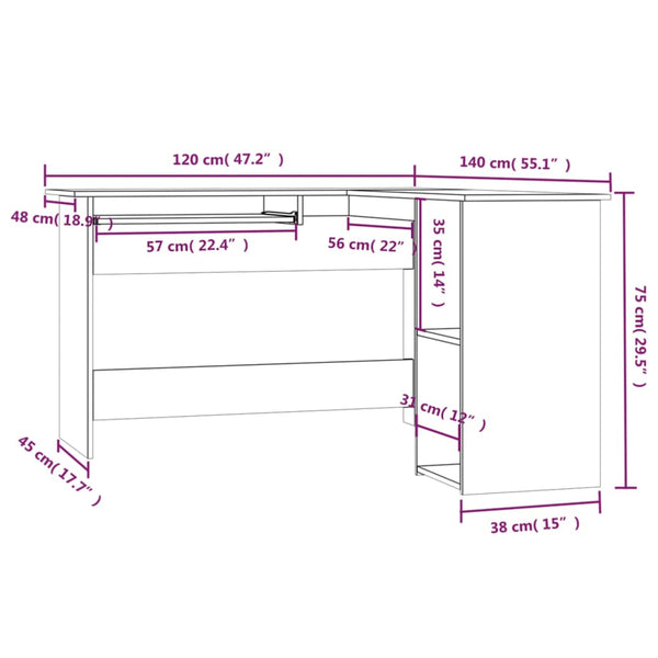 Eckschreibtisch Savutammi Sictimiu 120x140x75cm (Holz)
