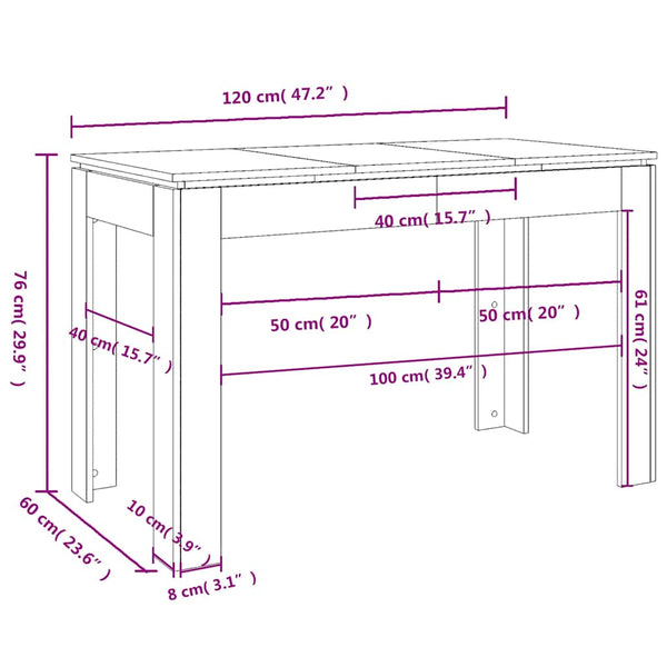 Grauer Esstisch Doczi 120x60x76cm (Holz)