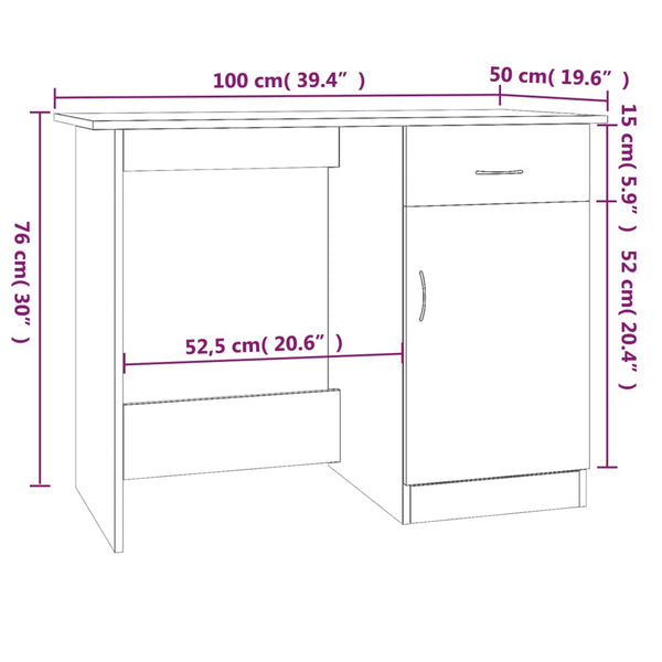 Räuchereiche Schreibtisch Abbdulah 100x50x76cm (Holz)