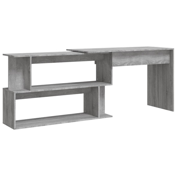 Grauer Eckschreibtisch Helviga 200x50x76cm (Holz)