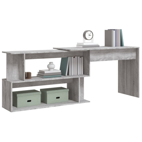 Grauer Eckschreibtisch Helviga 200x50x76cm (Holz)