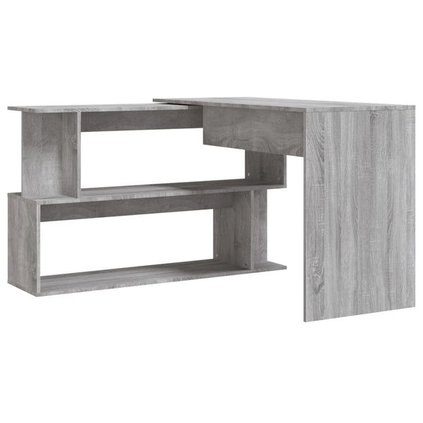 Grauer Eckschreibtisch Helviga 200x50x76cm (Holz)
