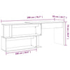 Grauer Eckschreibtisch Helviga 200x50x76cm (Holz)
