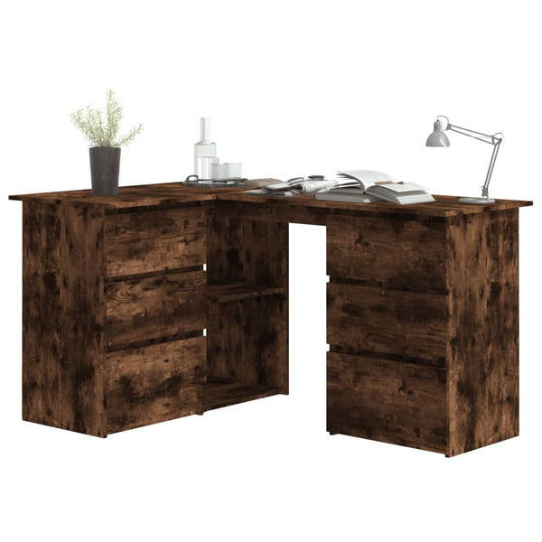Eckschreibtisch Wyman aus Räuchereiche 145x100x76cm (Holz)