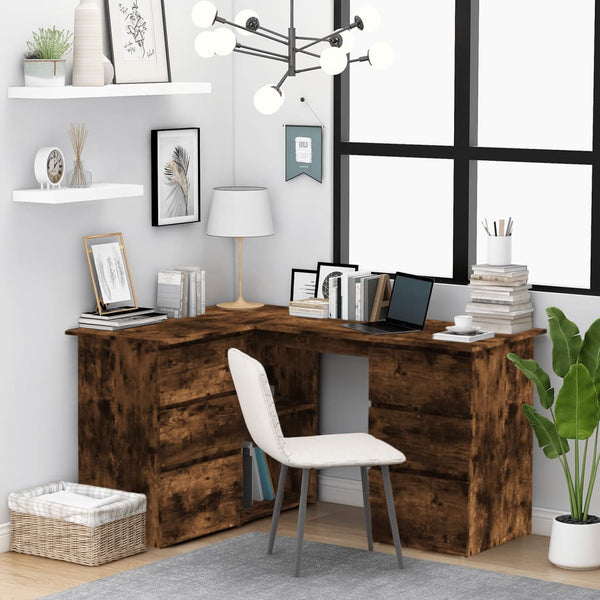 Eckschreibtisch Wyman aus Räuchereiche 145x100x76cm (Holz)