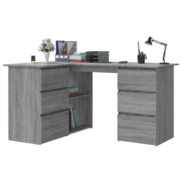 Grauer Eckschreibtisch Wymann 145x100x76cm (Holz)