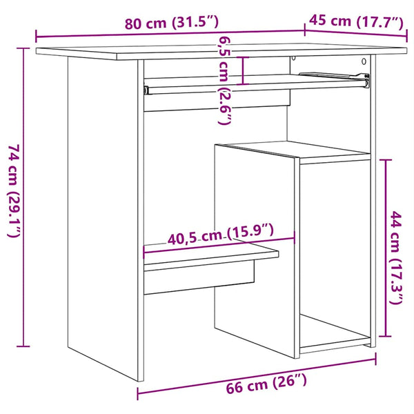 Schreibtisch aus Räuchereiche Seiden 80x45x74cm (Holz)