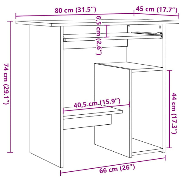 Grauer Schreibtisch Seiden 80x45x74cm (Holz)