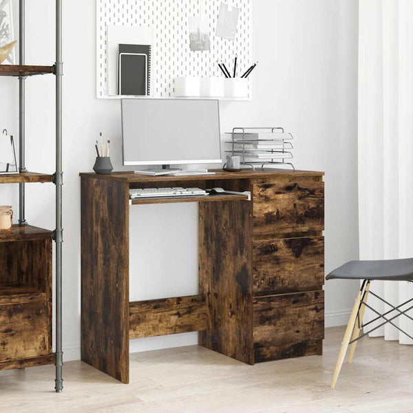 Schreibtisch Lupui, Räuchereiche, 90x45x76cm (Holz)